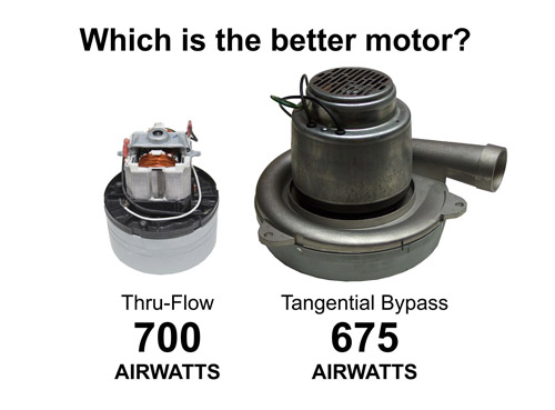 Central vacuum buyer's guide comparison of Thru-Flow and Tangential Bypass motors